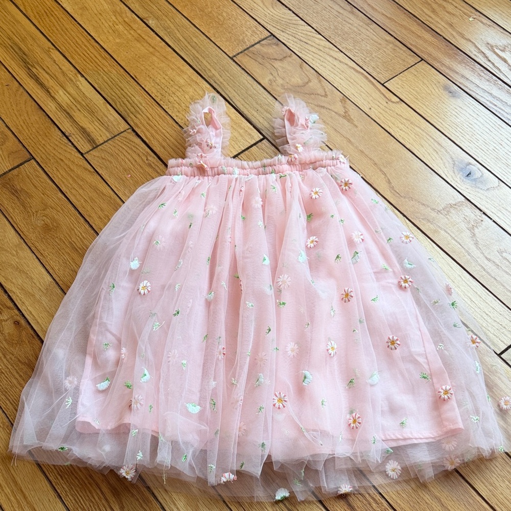 Pink Floral Tulle Dress
